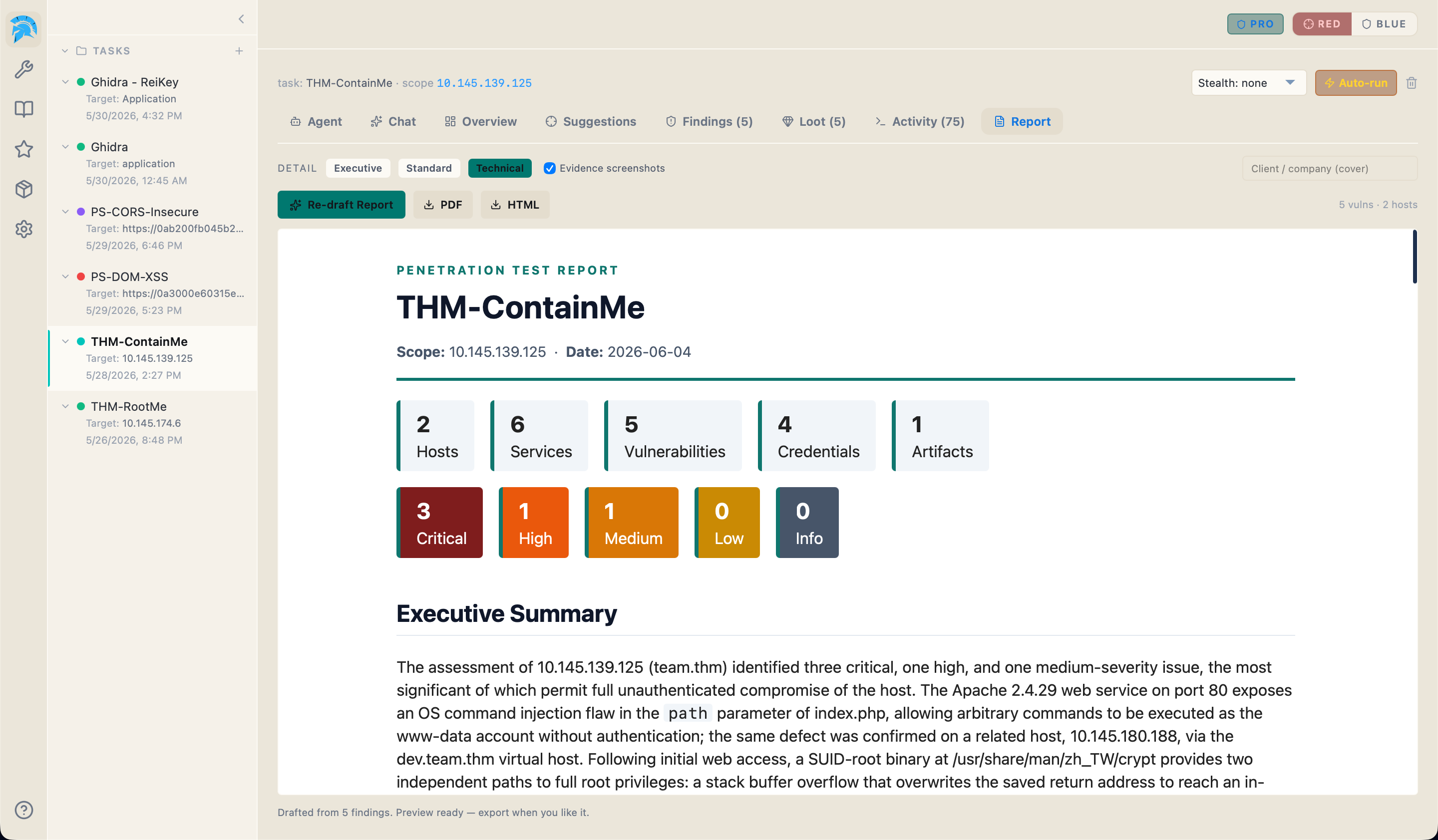 One-click report